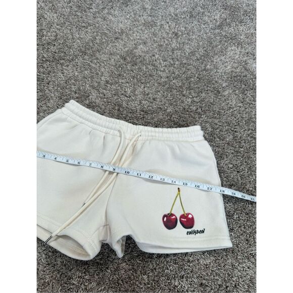 NWOT Edikted Mon Cheri Sweat Shorts Beige Fleece Pull on Drawstring Womens XS - Picture 8 of 11